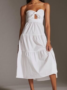 Strapless Tie-Front Midi Dress